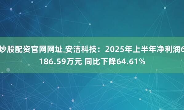 炒股配资官网网址 安洁科技：2025年上半年净利润6186.59万元 同比下降64.61%